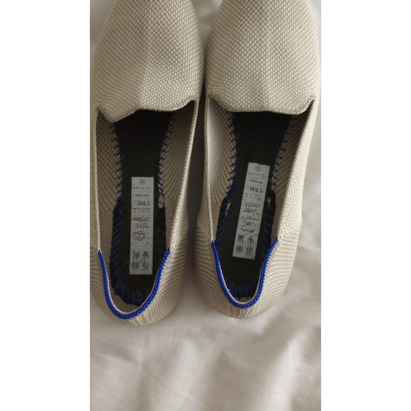 Rothys The Loafer Linen Double Stitch Beige Size W6.5 Flats Slip On - Picture 4 of 10